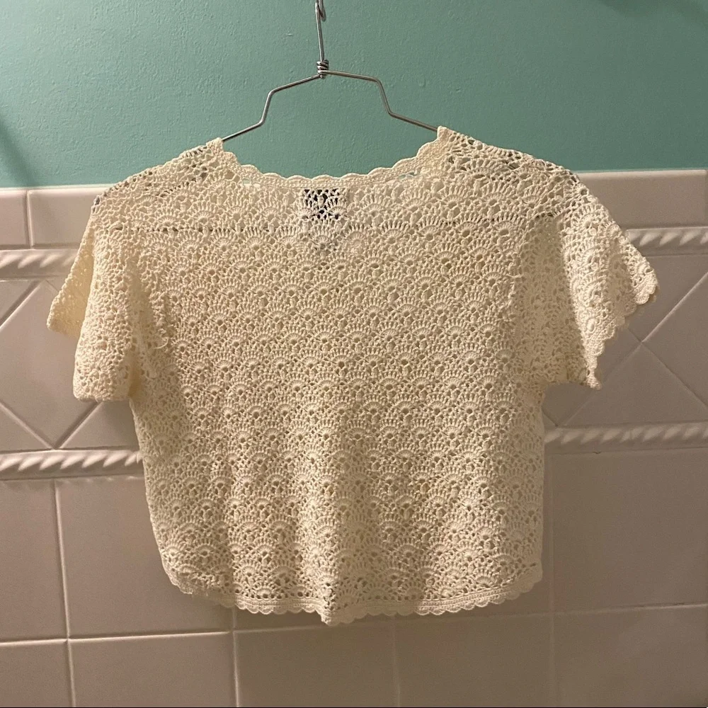 Cornelloki Crocheted Cream Sweater